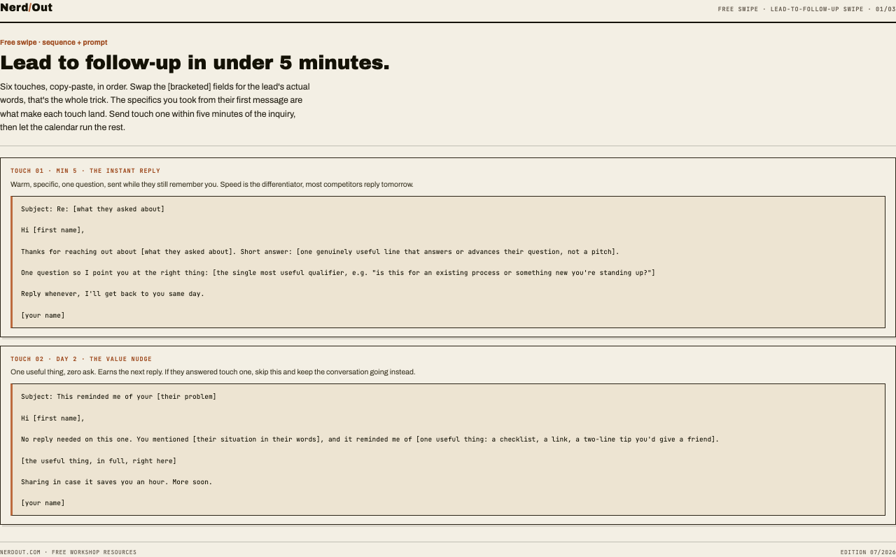 Preview of Lead-to-Follow-Up Swipe (Google Doc)