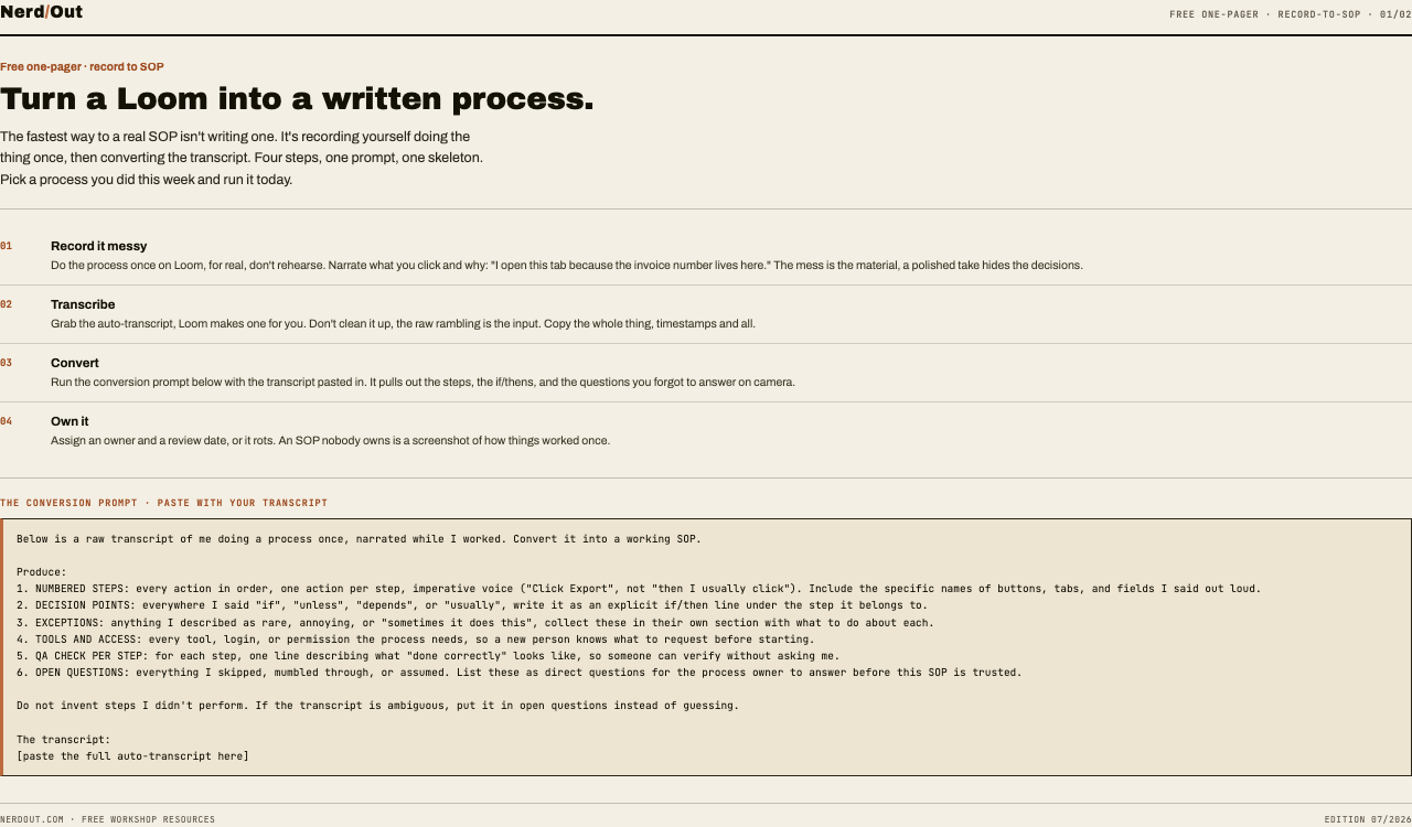 Preview of Record-to-SOP One-Pager (Google Doc)
